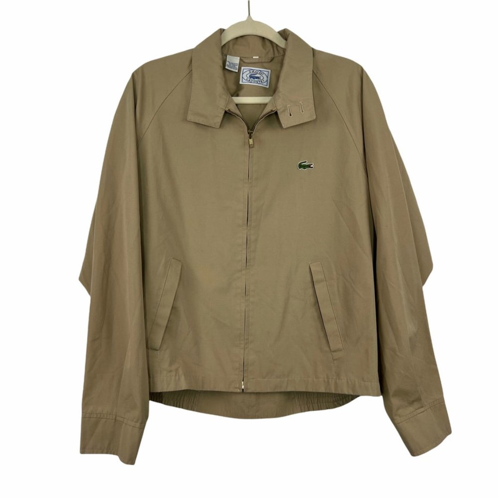IZOD Lacoste Harrington Bomber Jacket Khaki Men's Size Large Vintage